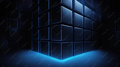 Abstract Black square wallpaper with a blue light
