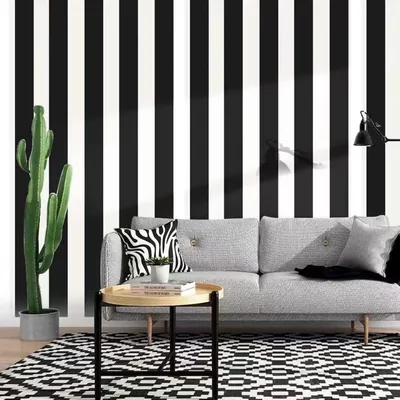 Stripe Black and White Peel and Stick Wallpaper Haiti