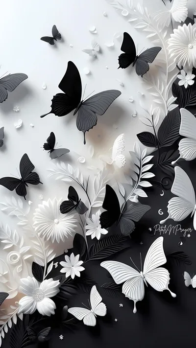 Black & White Butterfly Phone Wallpaper