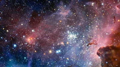 Dense Star Cluster in a Violet Nebula HD Wallpaper