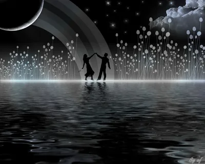 Artistic Love Under the Moon HD Wallpaper