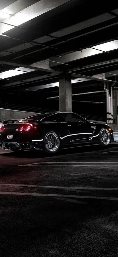 Mustang in a Parking Garage at Night HD Phone Wallpaper