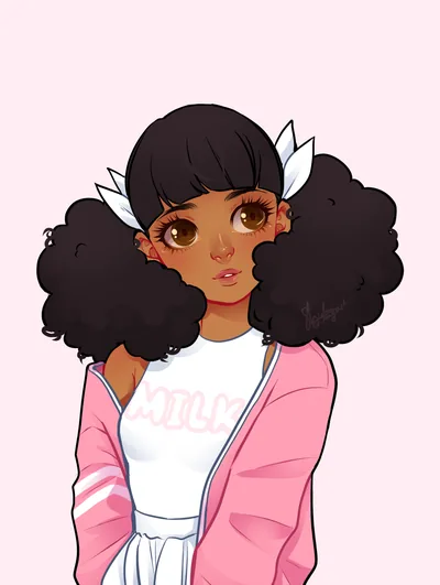 Anime Girl with Afro Puffs and Bows HD Phone Wallpaper