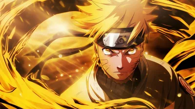 Naruto in a Swirl of Golden Chakra HD Wallpaper