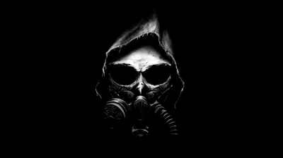 Hooded Skull in a Gas Mask HD Wallpaper