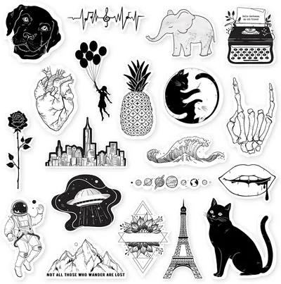 VSCO GIRLS STICKERS YOU NEED RipDesigns 20 Black and White Stickers