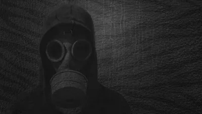 HD Grey Military Gas Mask Shadowed Vigilance Wallpaper