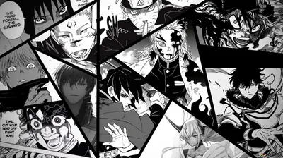 Black & white comic sketch of famous anime HD wallpaper