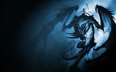 Dark Dragon Against a Blue Haze HD Wallpaper