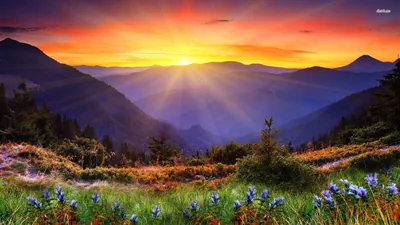 Sunburst Over Misty Blue Ridges HD Wallpaper