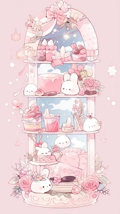 Bunny Sweet Shop Shelves HD Phone Wallpaper