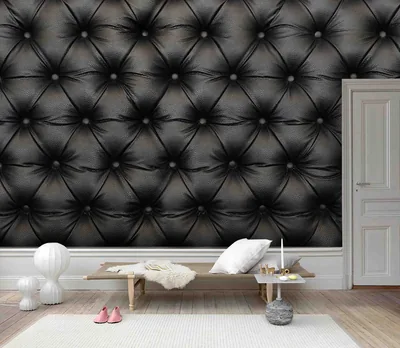 3D Floral Black Leather Texture Wallpaper, Peel and Stick Wall Mural