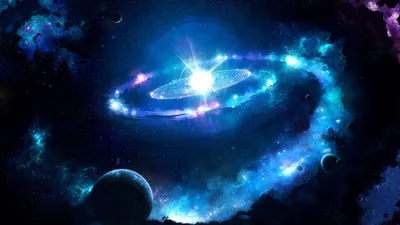 Glowing Blue Spiral Galaxy Art HD Wallpaper