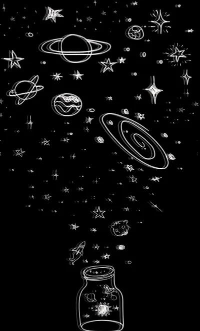 Space Doodles Spilling from a Jar HD Phone Wallpaper