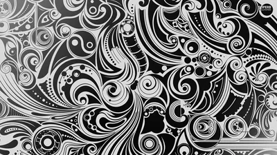Black and White Paisley Swirl Pattern HD Wallpaper