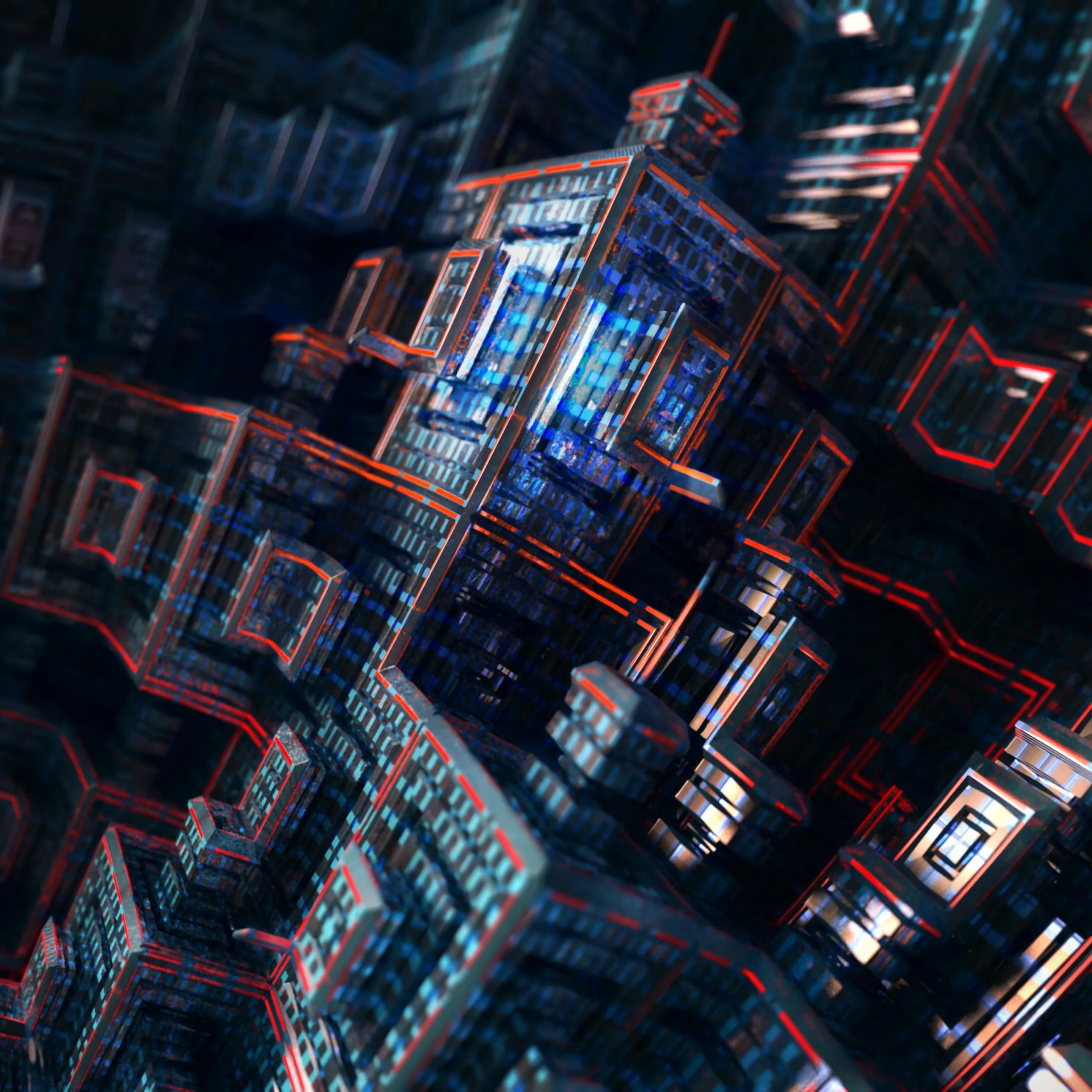 Black And Blue 3D Cube Wallpapers