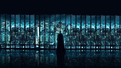 Silhouette at a Window Above the City HD Wallpaper
