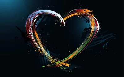 Heart of Colourful Liquid Splashes HD Wallpaper