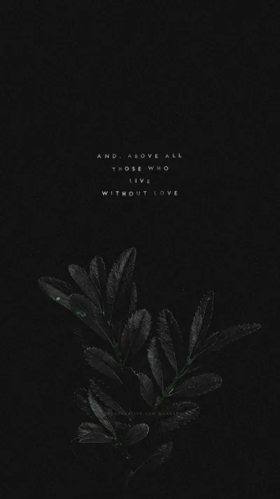 Leaves and Small Text on Black HD Phone Wallpaper