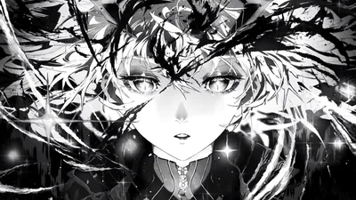 Monochrome Anime Girl Close-Up HD Wallpaper