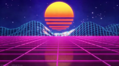 Striped Orange Sun on a Magenta Grid HD Wallpaper
