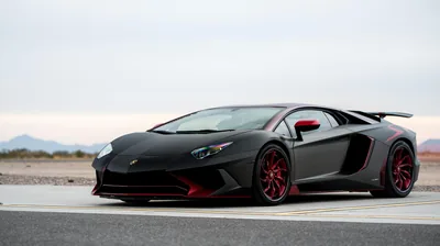 Aventador SV with Red Wheels in the Desert HD Wallpaper