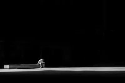Small Figure on a Bright Strip HD Wallpaper