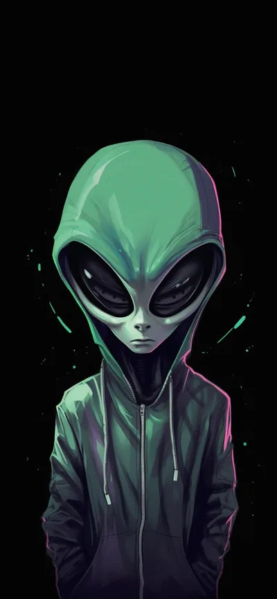 Hooded Green Alien Black Wallpapers Alien Wallpapers 4k iPhone