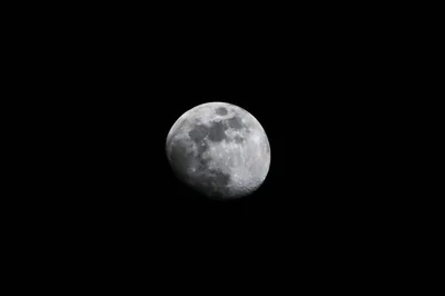 Waxing Gibbous Moon on Pure Black HD Wallpaper