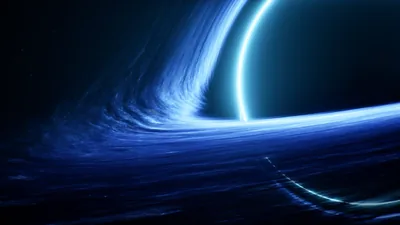 Black Hole with Blue Accretion Disk HD Wallpaper