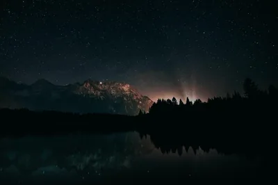 Starry Sky Over a Mountain Lake HD Wallpaper