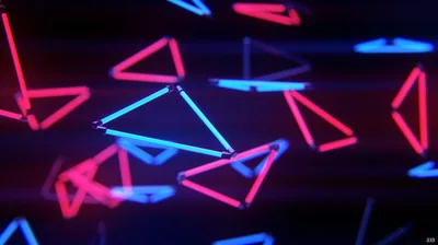 Glowing Neon Triangles on Black HD Wallpaper