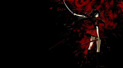 Anime Girl with Sword and Red Splatter HD Wallpaper