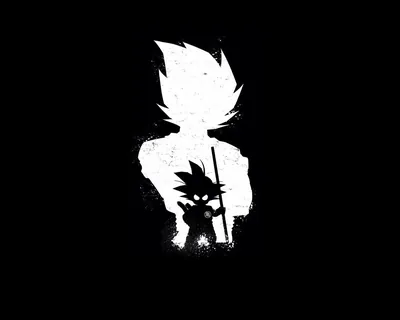 Goku Silhouette in Black and White HD Wallpaper