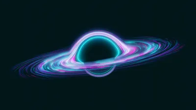 Black Hole with Teal and Pink Disc HD Wallpaper