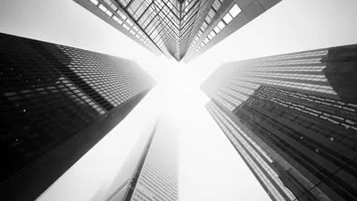Looking Up at Skyscrapers in Monochrome HD Wallpaper