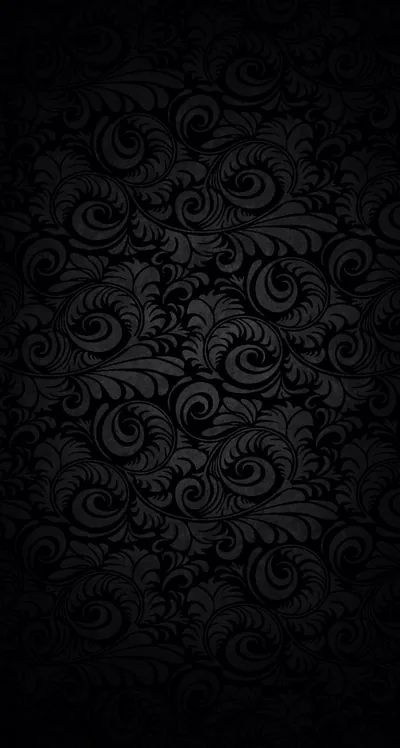 Faded Floral Swirls in Deep Black HD Phone Wallpaper