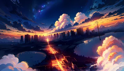 Glowing Highway Into a Sunset City HD Wallpaper