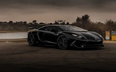 Black Lamborghini SV Parked by the Water HD Wallpaper