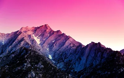 Magenta Sky Behind a Rocky Ridge HD Wallpaper