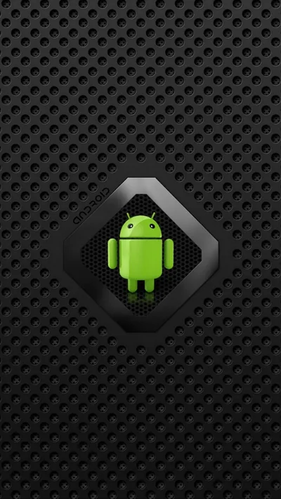 Android Robot Badge on Black Mesh HD Wallpaper