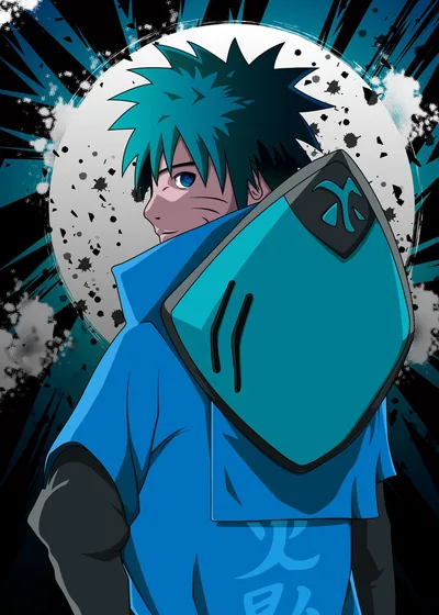 Blue Ninja Boy Before a Full Moon HD Phone Wallpaper