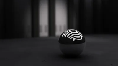 Striped Sphere on a Dark Floor HD Wallpaper