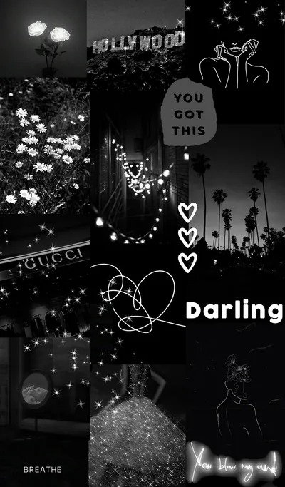 Neon Hearts and Hollywood Collage HD Phone Wallpaper