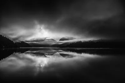 Night 4K Ultra High Definition Wallpaper Lake with Mountains