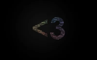 Heart Emoticon Built from Tiny Text HD Wallpaper