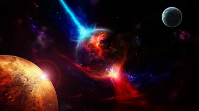 Molten Planet and a Blue Comet HD Wallpaper