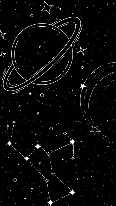 White Line Planets and Constellations HD Phone Wallpaper