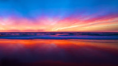 Streaked Pink and Blue Beach Sky HD Wallpaper