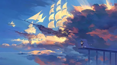 Sailing Ship in the Clouds HD Wallpaper